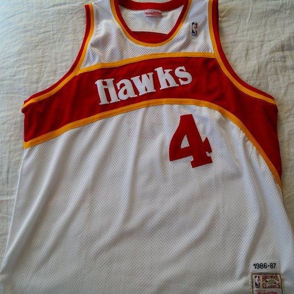 RARE Spud Webb Mitchell & Ness Hardwood Classics 86-87 Jersey White Size 58 - Picture 1 of 4